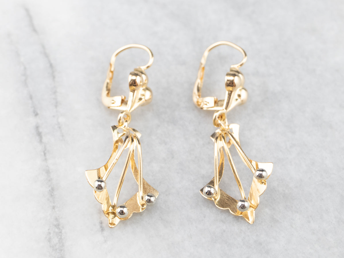 Pendientes colgantes vintage de oro de 18 quilates