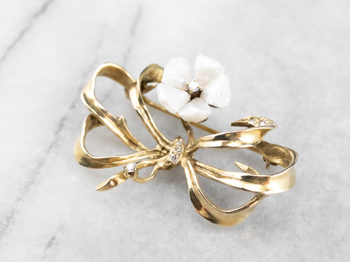 Antique Diamond and Mississippi Pearl Brooch