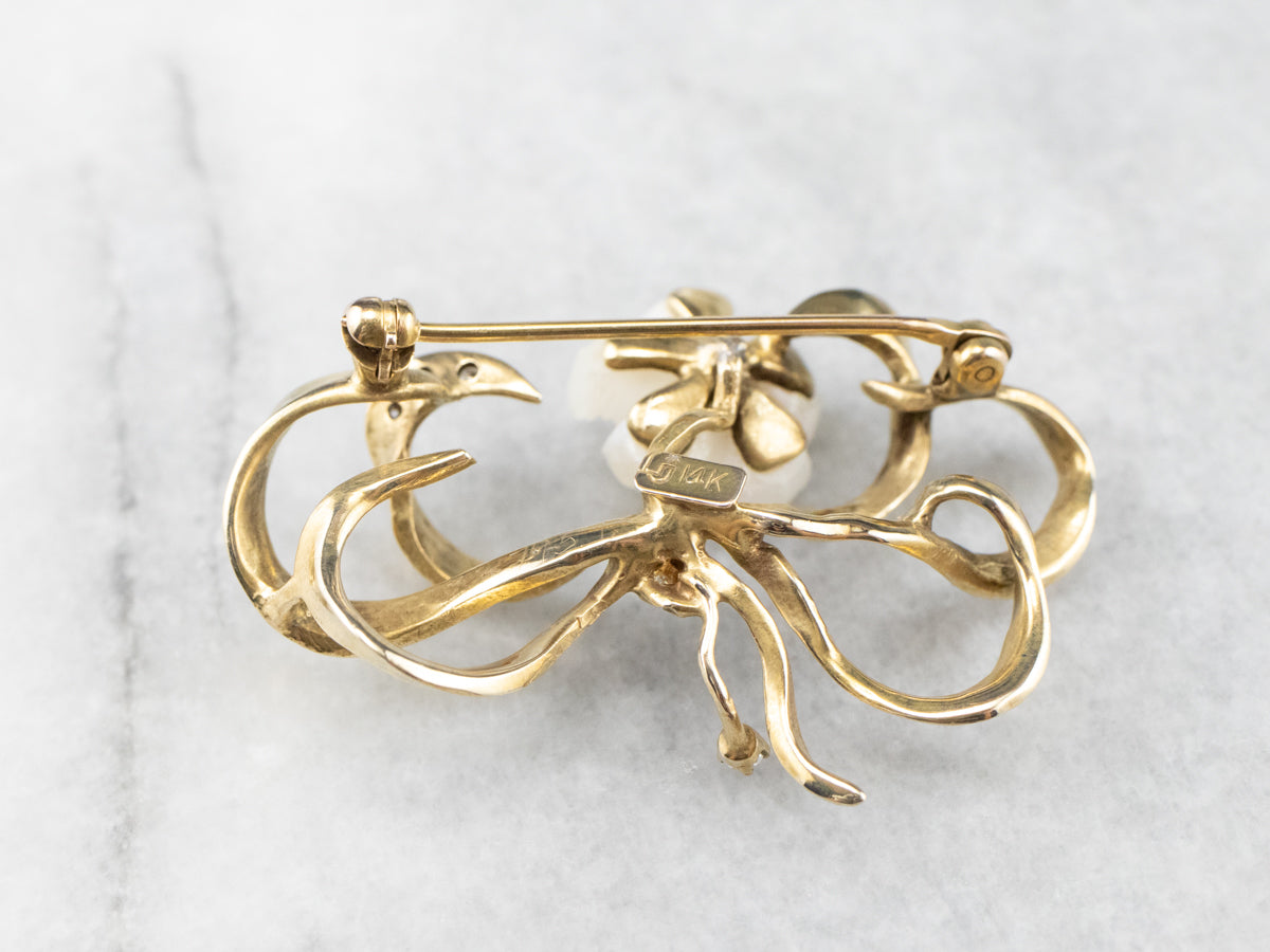 Antique Diamond and Mississippi Pearl Brooch