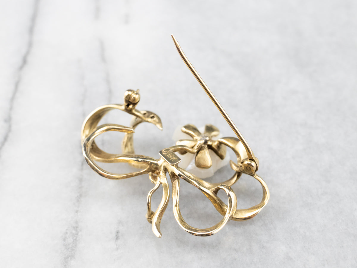 Antique Diamond and Mississippi Pearl Brooch