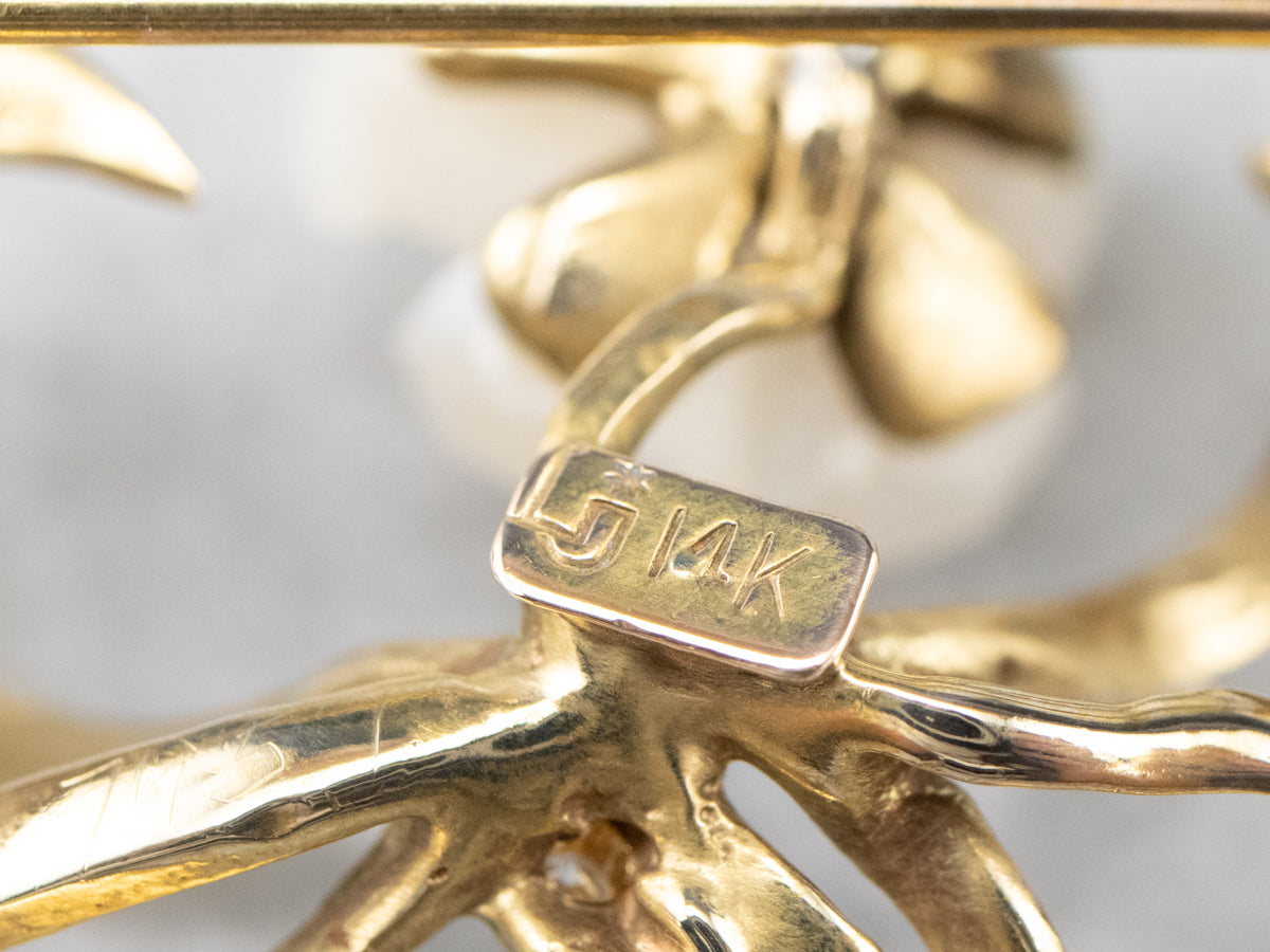 Antique Diamond and Mississippi Pearl Brooch