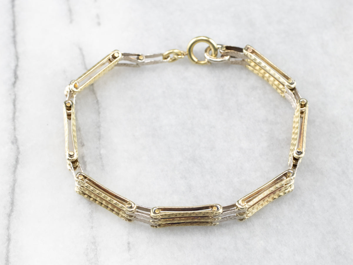 Two Tone Gold Gate Link Bracelet