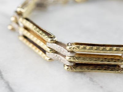 Two Tone Gold Gate Link Bracelet