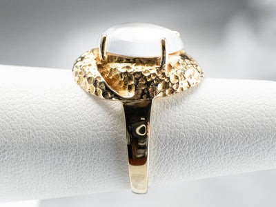 Vintage Moonstone Textured Gold Statement Ring