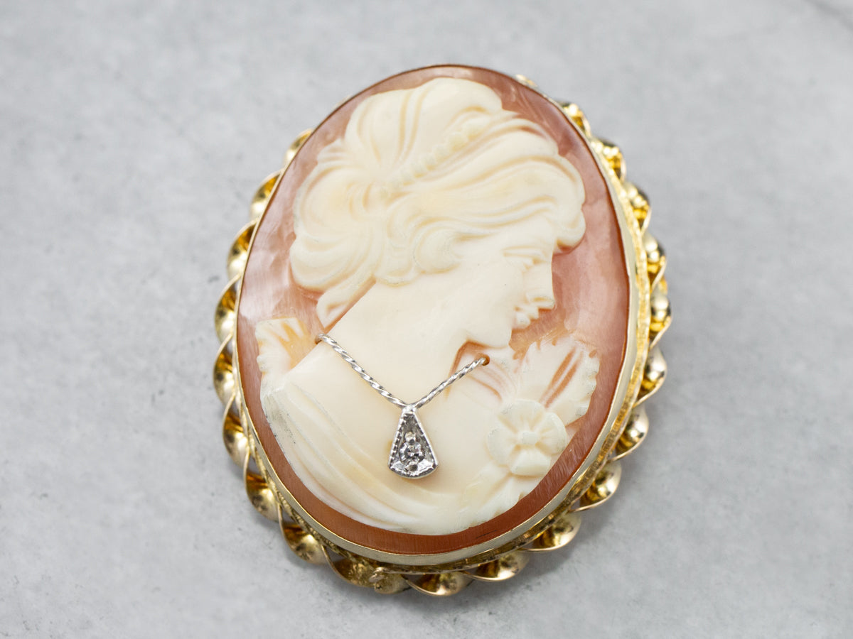Mid Century Diamond Cameo Pin or Pendant