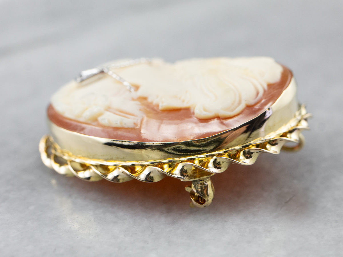 Mid Century Diamond Cameo Pin or Pendant