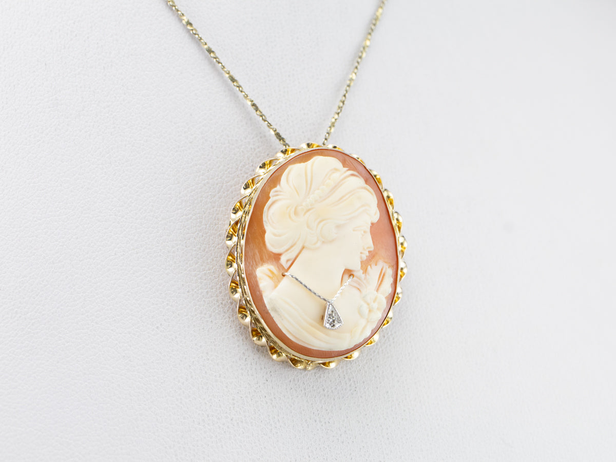 Mid Century Diamond Cameo Pin or Pendant