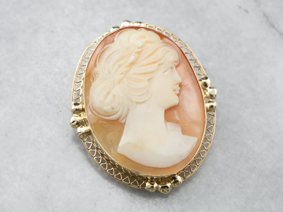 Gold Retro Era Cameo Pin or Pendant