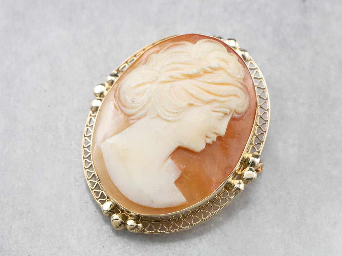 Gold Retro Era Cameo Pin or Pendant