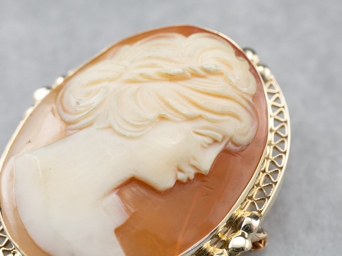 Gold Retro Era Cameo Pin or Pendant