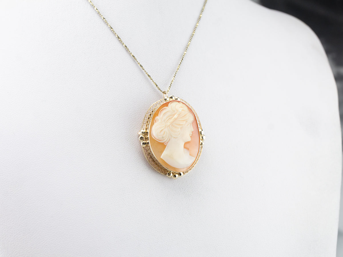 Gold Retro Era Cameo Pin or Pendant