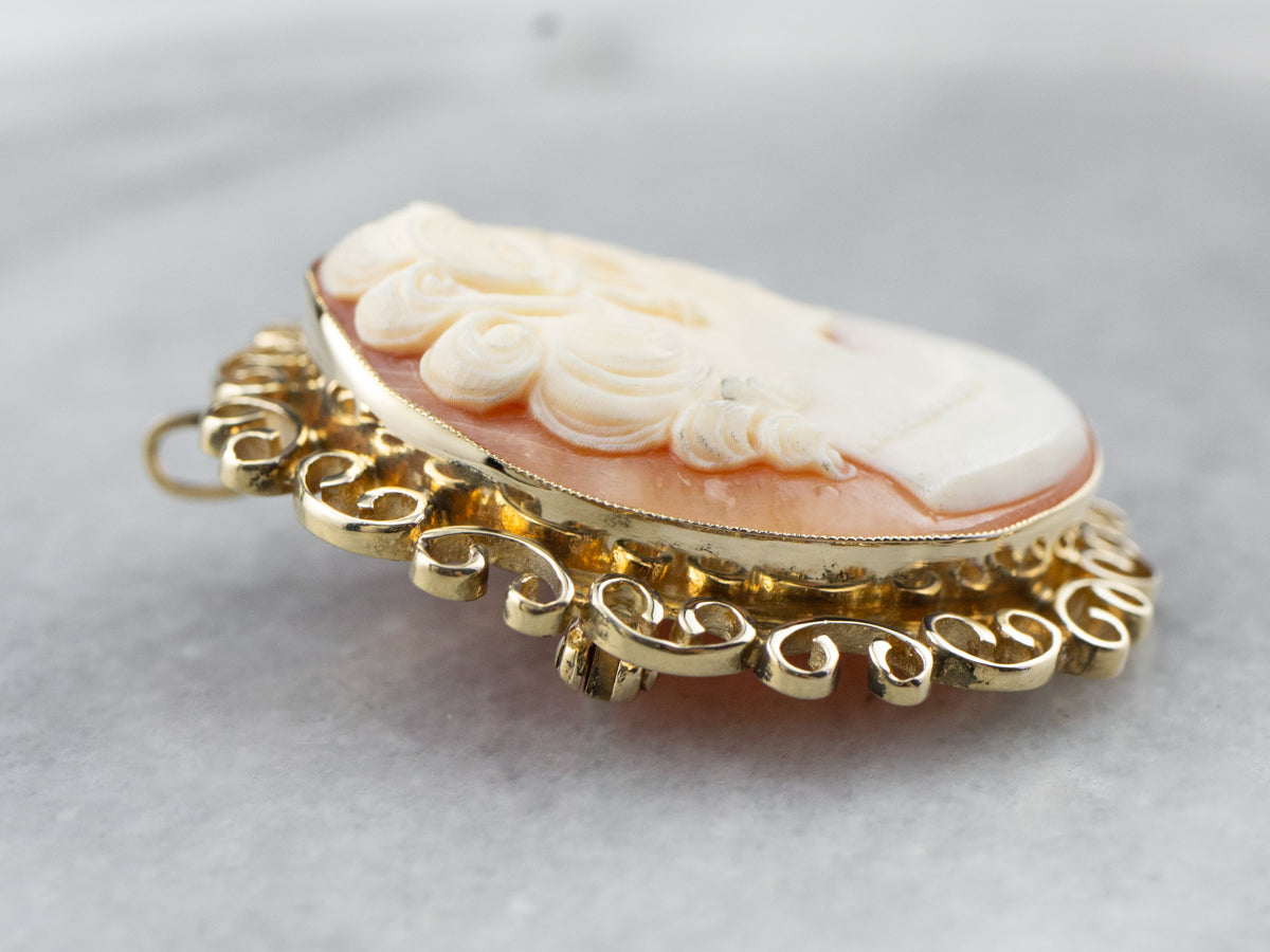Gold Mid Century Cameo Pin or Pedant