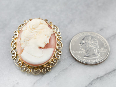 Gold Mid Century Cameo Pin or Pedant