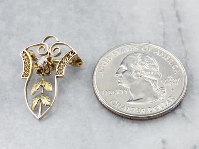 Antique Old Mine Cut Diamond Buttercup Pin
