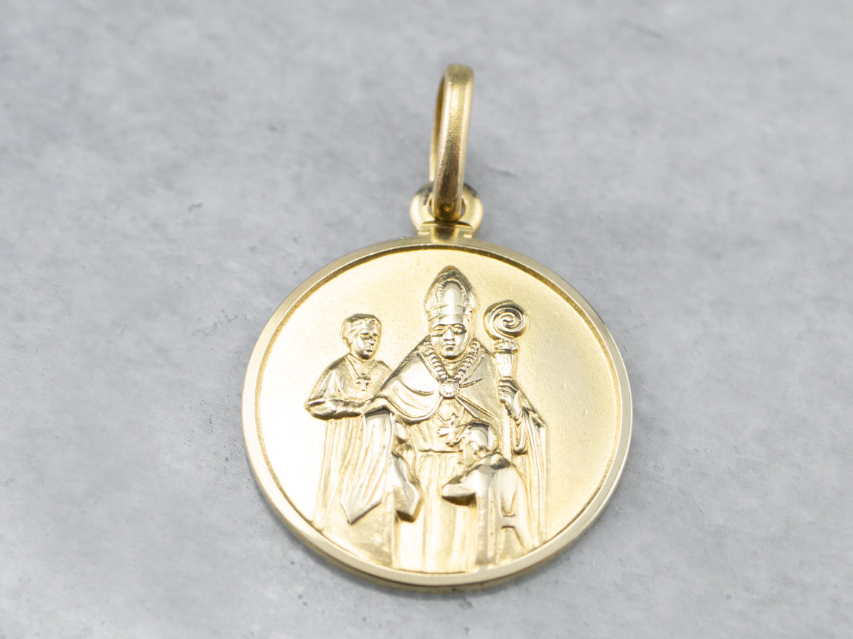 Gold Bishop Religious Pendant