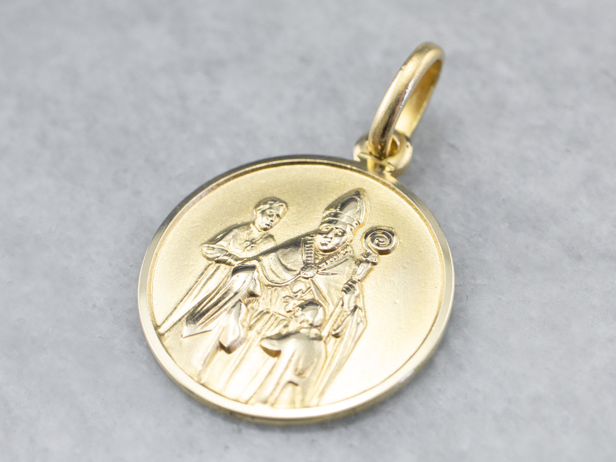 Gold Bishop Religious Pendant