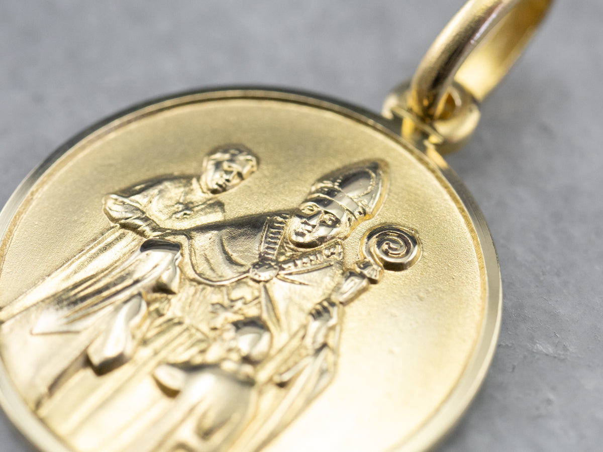 Gold Bishop Religious Pendant