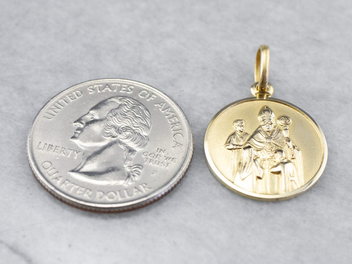 Gold Bishop Religious Pendant