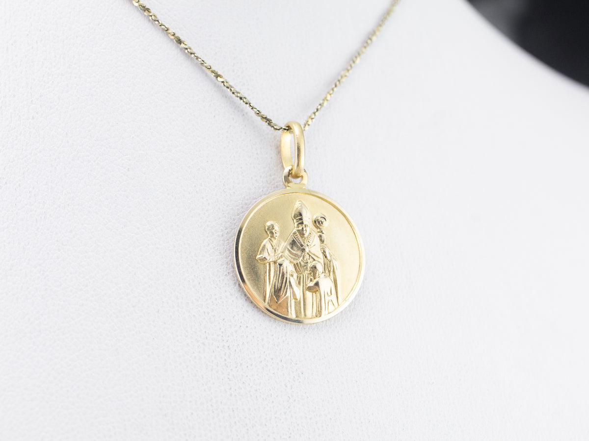 Gold Bishop Religious Pendant