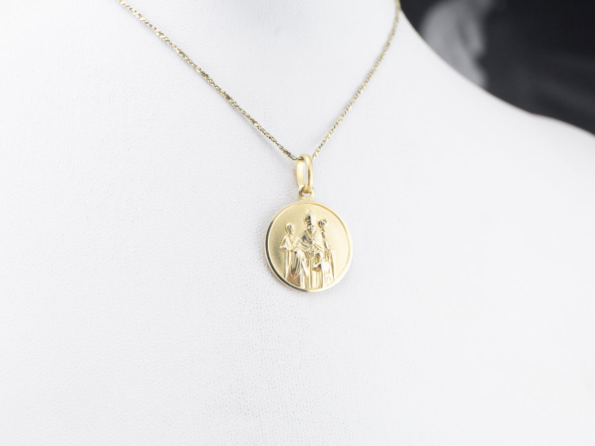 Gold Bishop Religious Pendant
