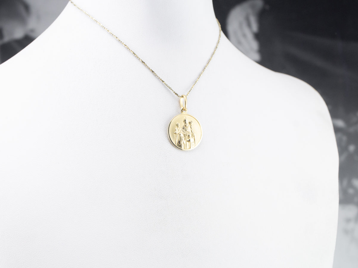 Gold Bishop Religious Pendant