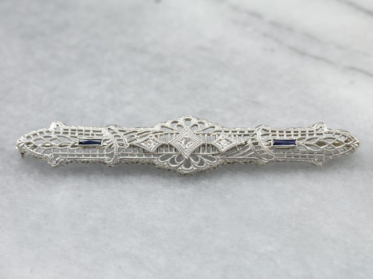 Art Deco Diamond Filigree Brooch