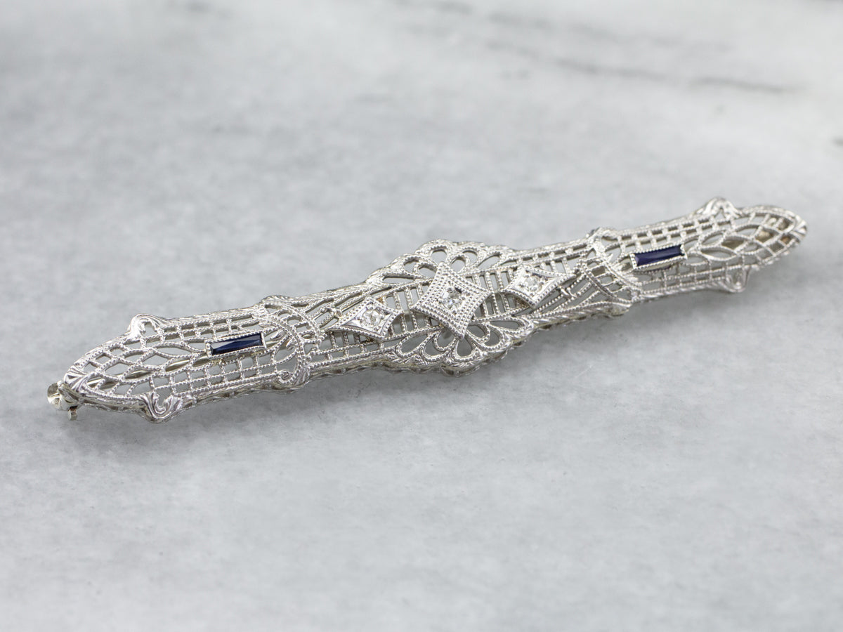 Art Deco Diamond Filigree Brooch