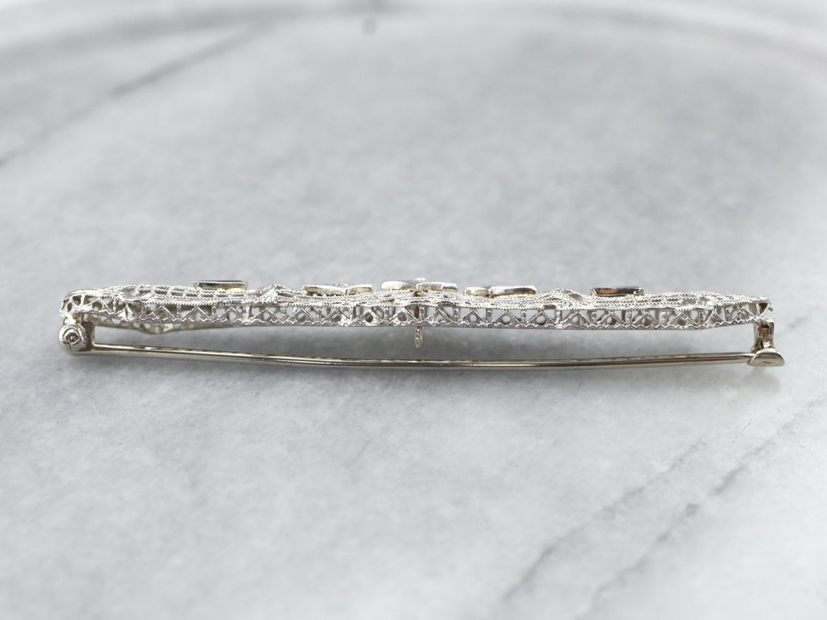 Art Deco Diamond Filigree Brooch
