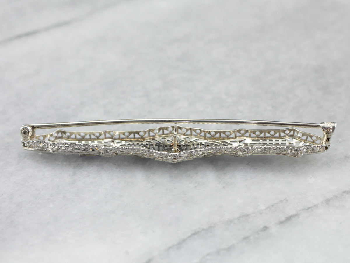 Art Deco Diamond Filigree Brooch