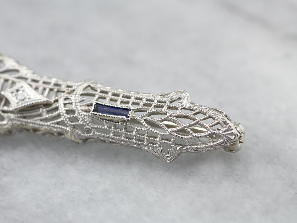 Art Deco Diamond Filigree Brooch