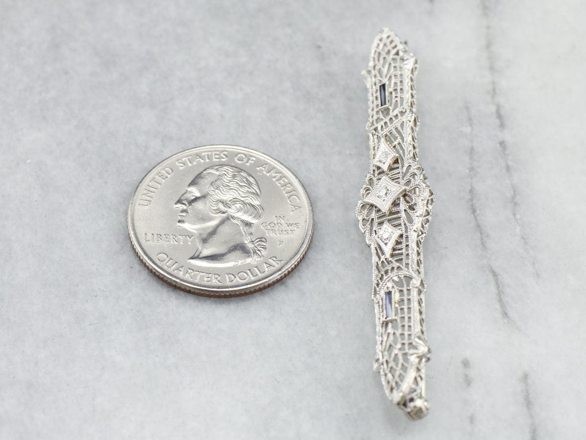 Art Deco Diamond Filigree Brooch