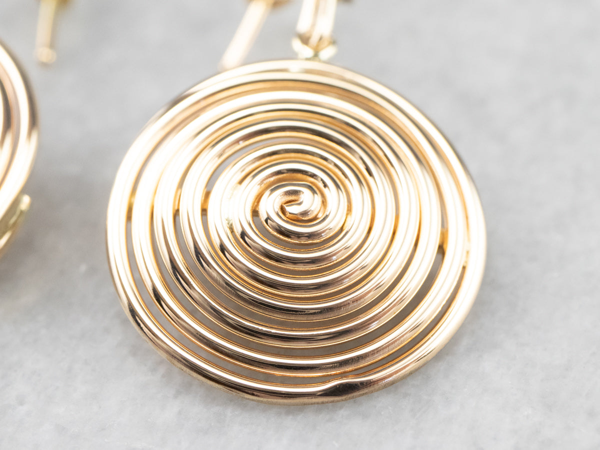 Diamond Gold Spiral Drop Earrings
