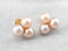 Pink Pearl Clover Gold Stud Earrings