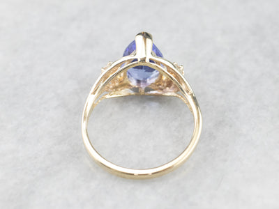 Pear Cut Tanzanite Diamond Gold Ring