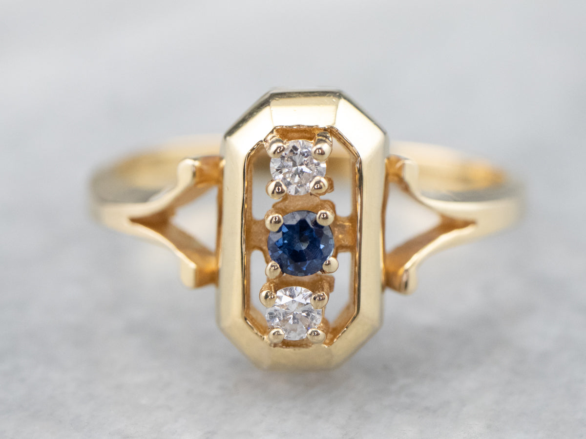 Three Stone Sapphire and Diamond Ring