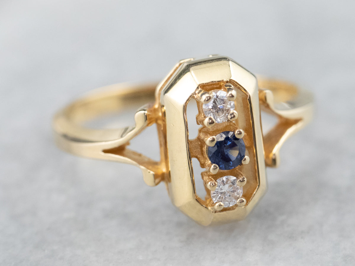 Three Stone Sapphire and Diamond Ring