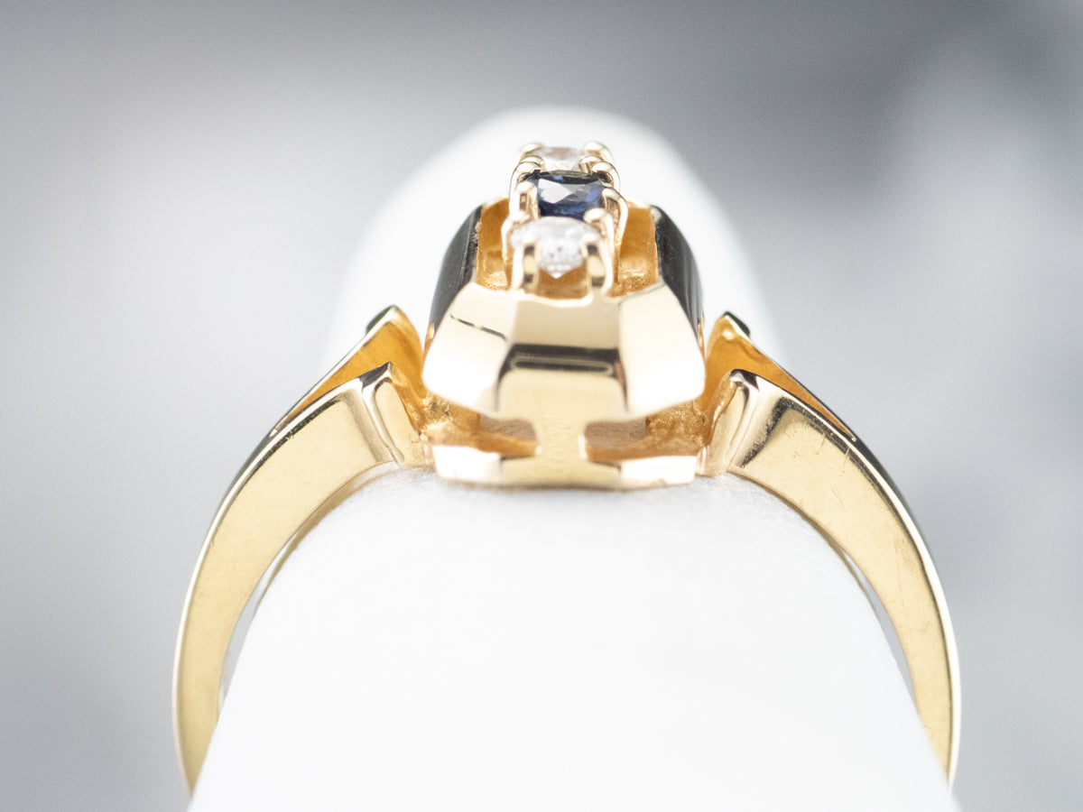 Three Stone Sapphire and Diamond Ring