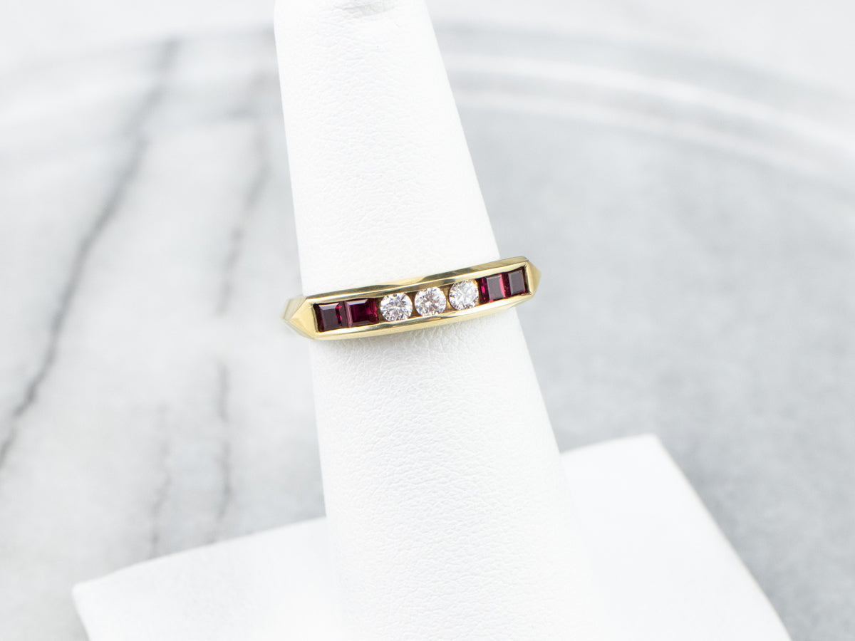 18K Gold Ruby and Diamond Band