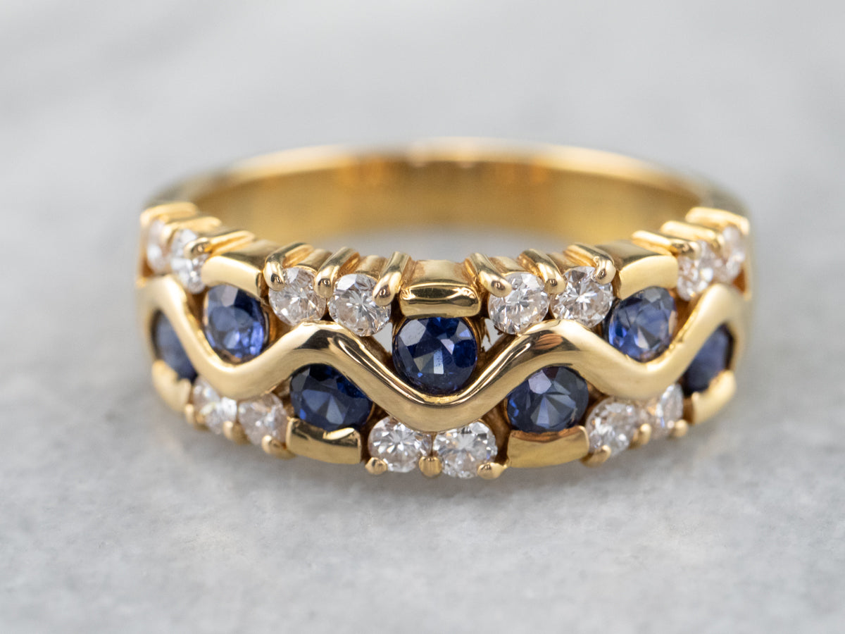 Sapphire Diamond Gold Band