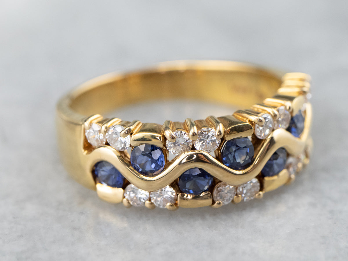 Sapphire Diamond Gold Band