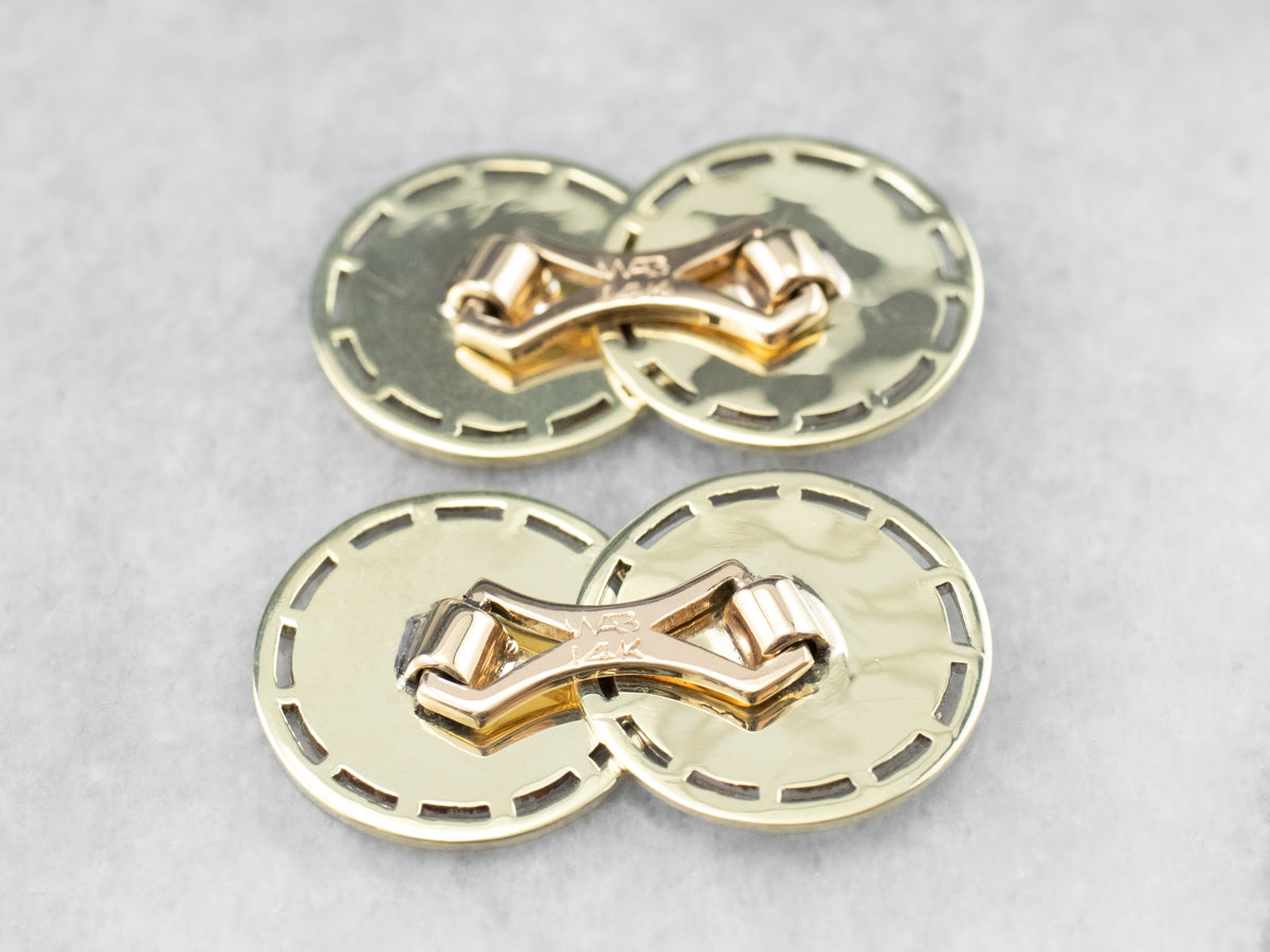 Vintage Etched Two Tone Gold Cufflinks