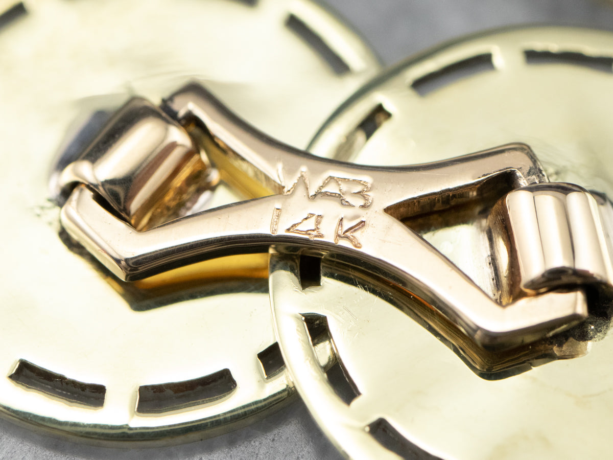 Vintage Etched Two Tone Gold Cufflinks