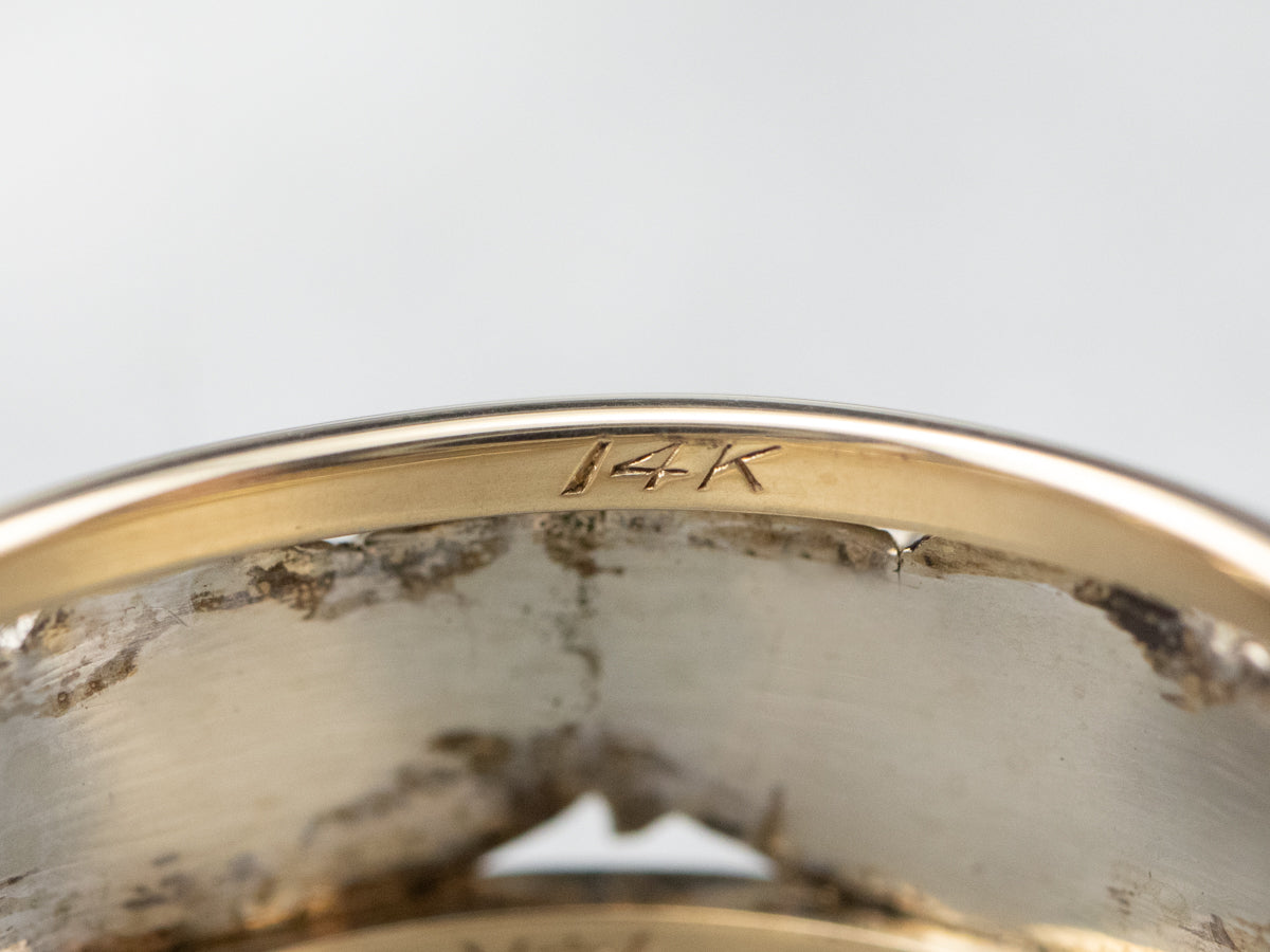 Unisex Patterned Two Tone Gold Band