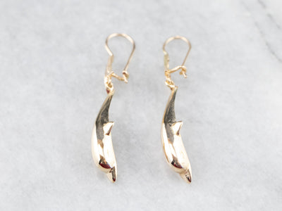 Gold Dolphin Drop Earrings