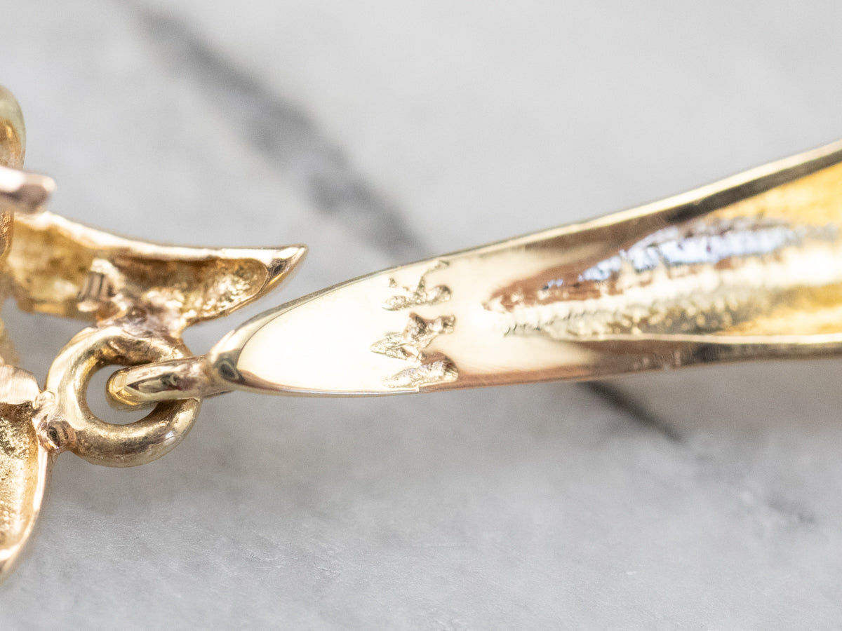 Gold Dolphin Drop Earrings