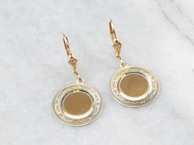 Simply Chic Gold Disk Drop Earrings