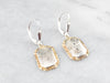 Etched Two Tone Gold Drop Earrings