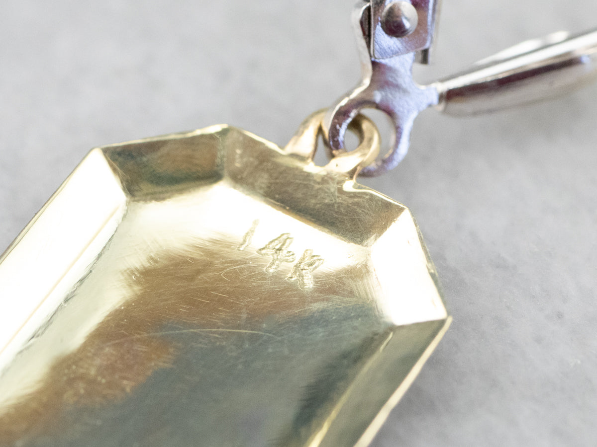 Etched Two Tone Gold Drop Earrings