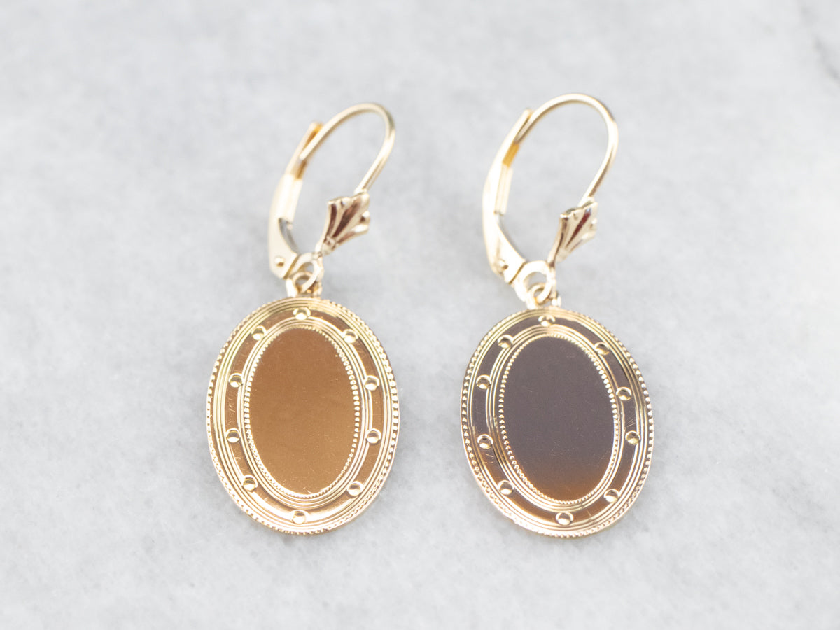 Vintage Gold Cufflink Drop Earrings