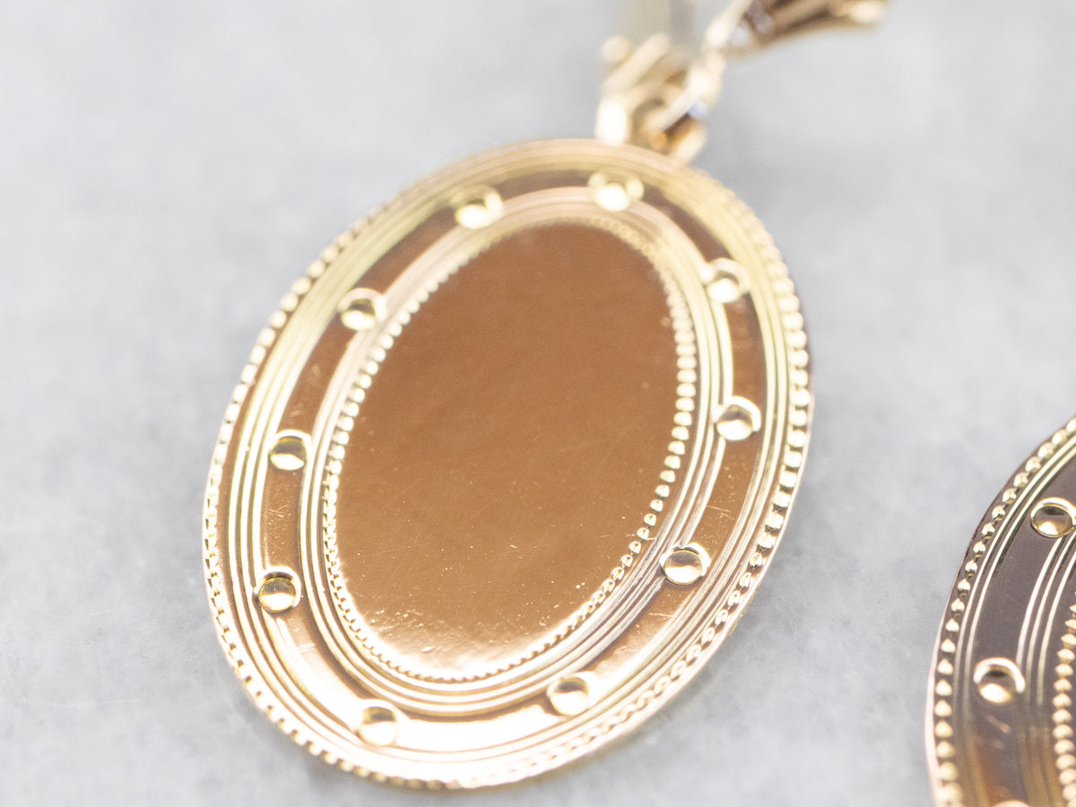 Vintage Gold Cufflink Drop Earrings